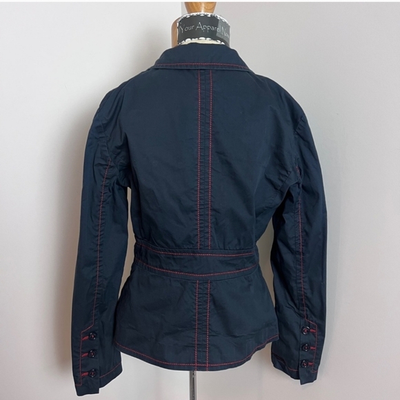 Moschino Jeans Navy Red Stitching Poplin Jacket Blazer size 10 (364) - Picture 8 of 10